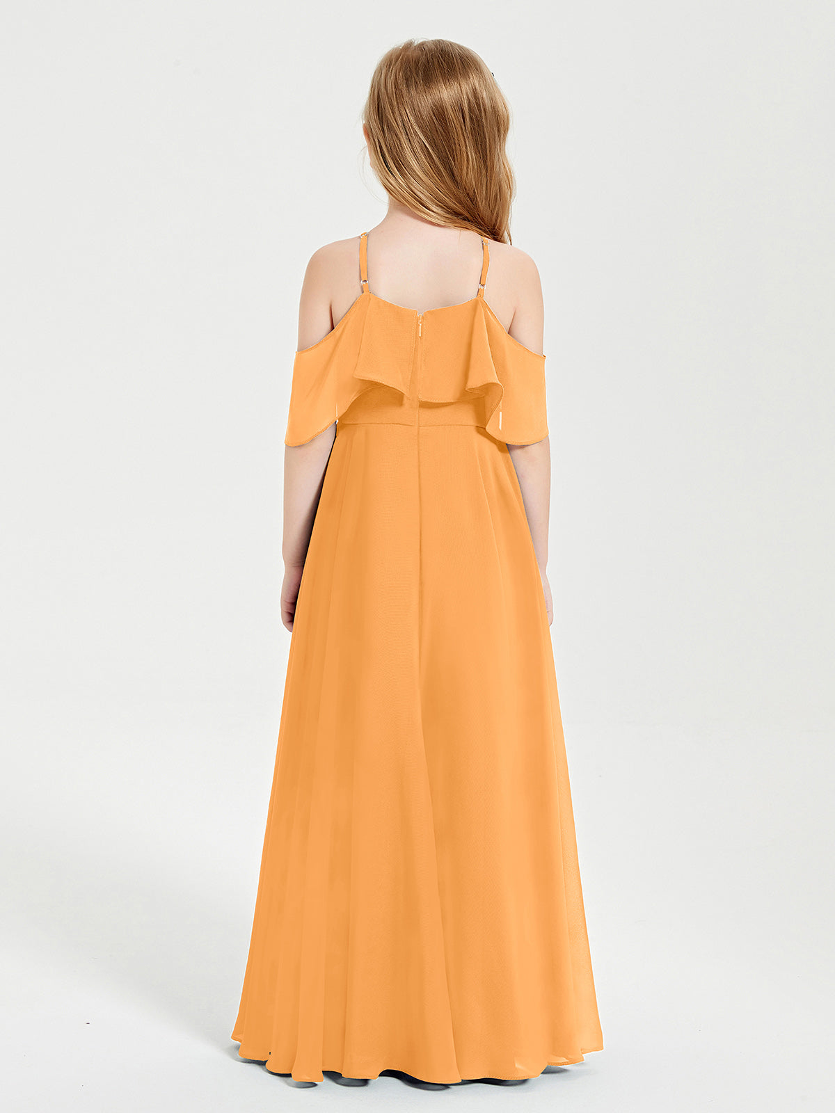 Off-the-Shoulder Long Dresses for Junior Bridesmaids Tangerine